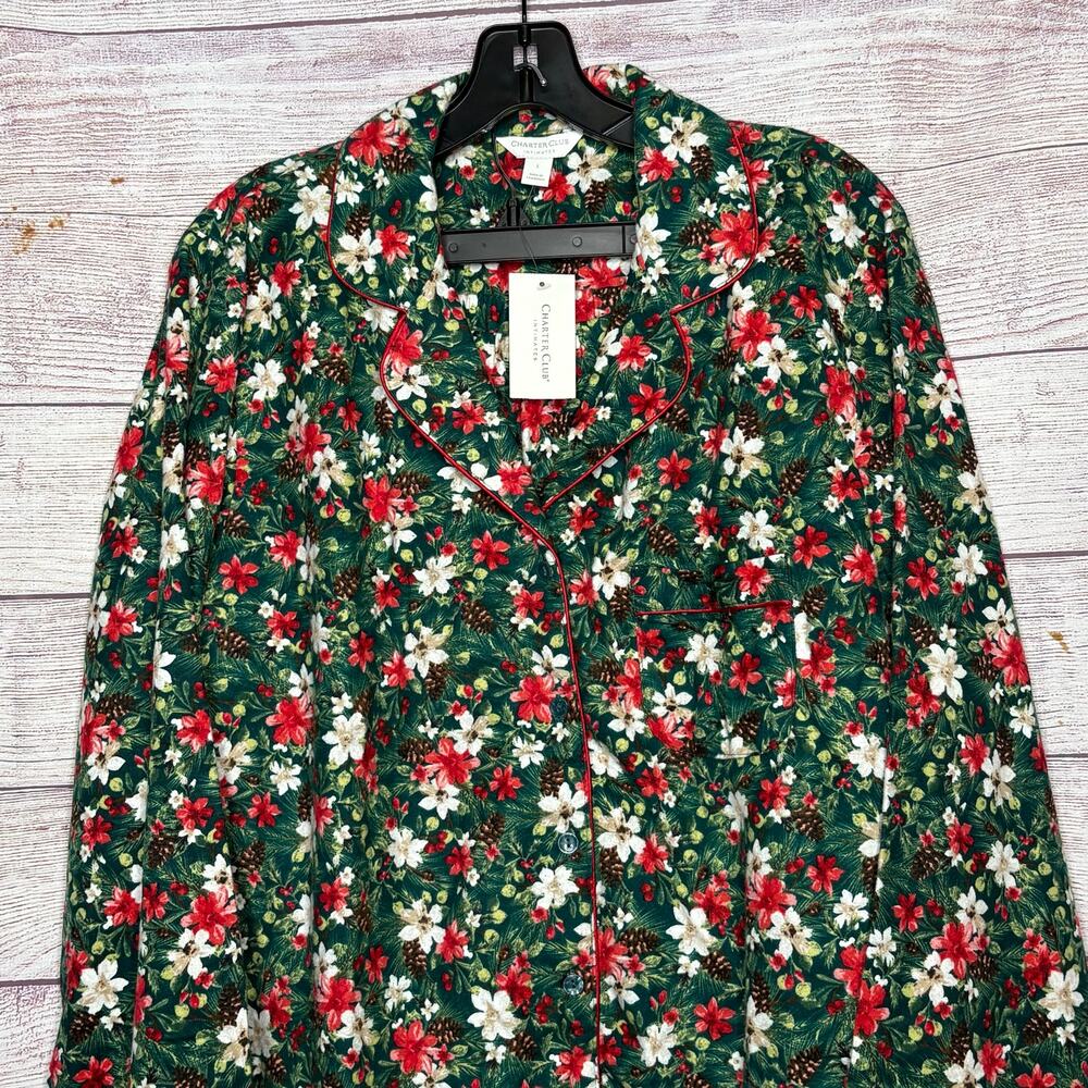 Charter Club Printed Cotton Flannel Holiday Christmas Pajama Set New Size Large - Picture 12 of 15